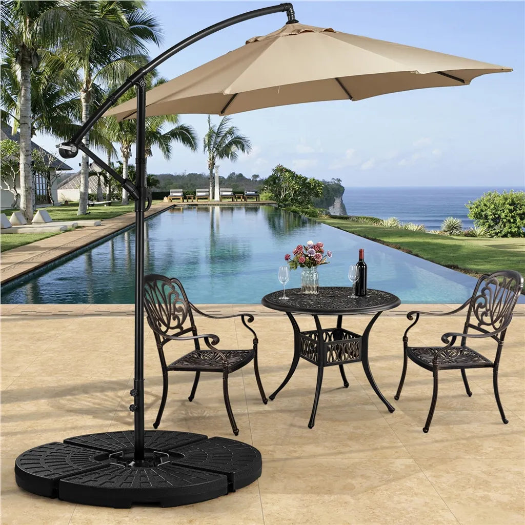 Yaheetech Sonnenschirmständer, 4-teiliges Set – Schwarz – Befüllbare Sonnenschirmgewichte für Schwebeschirme bis zu 66 kg Sand oder 52 kg Wasser