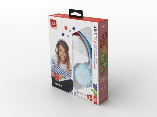 JBL JR310BT Kids – Kabellose On-Ear-Kopfhörer – Blau/Rosa