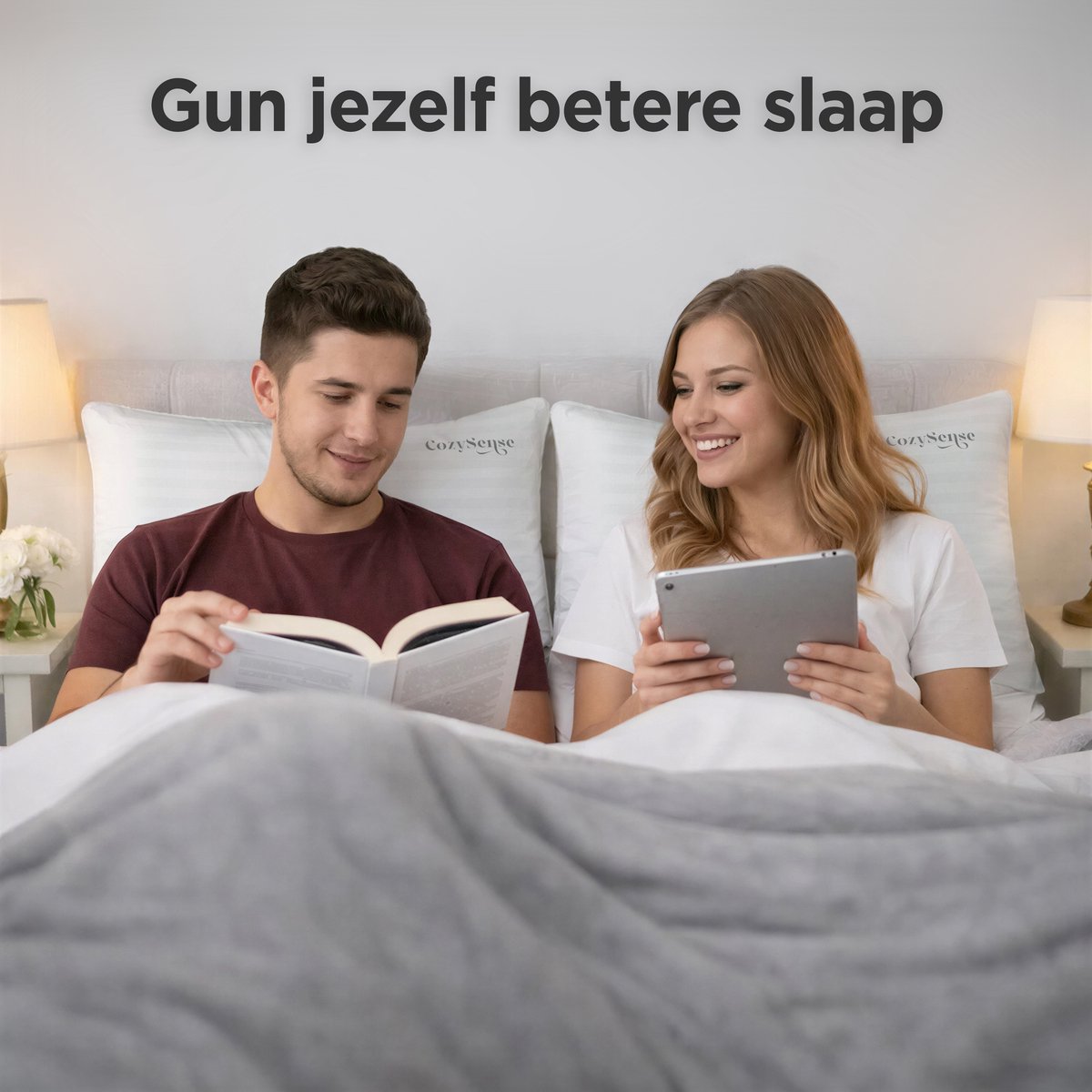 CozySense Kissen-Set, 2er-Pack – 50 x 70 cm – Weiß – Baumwollbezug – Weiche Mikrofaserfüllung