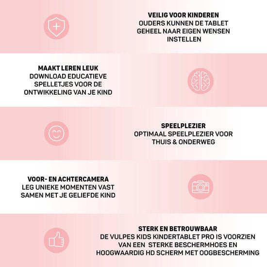 Vulpes Goods® Kids - Kinder Tablet - Tablet Kids - Parent Control App - 100% kindersicher - 3500 mAh - Android 10 Go - Inkl. integrierter Schutzhülle, Bildschirmschutz & Augenschutz - 32 GB - Mit Touchscreen-Stift- PRO Version