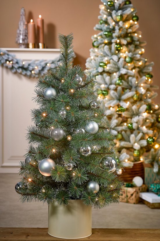 Black Box Trees Glendon Künstlicher Weihnachtsbaum im Topf mit 30 LED-Lichtern - H90 x Ø51cm - Grün