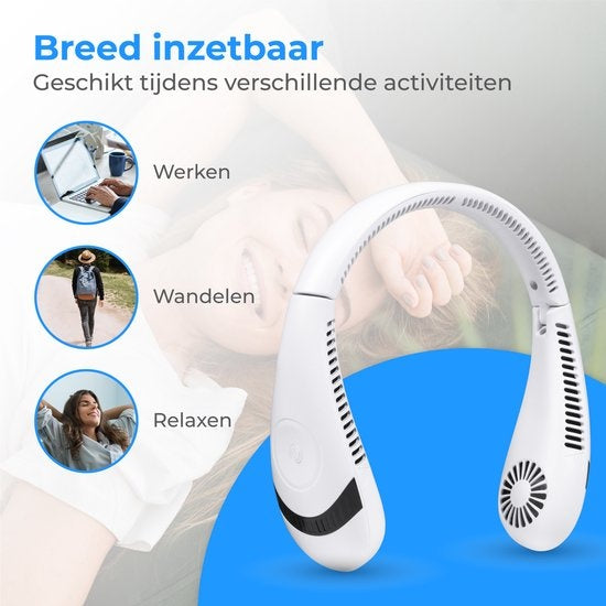 Nuvance - Nackenventilator - Nackenventilator - 3 Stufen - wiederaufladbarer Nackenventilator - Gesichtsventilator - Nackenventilator