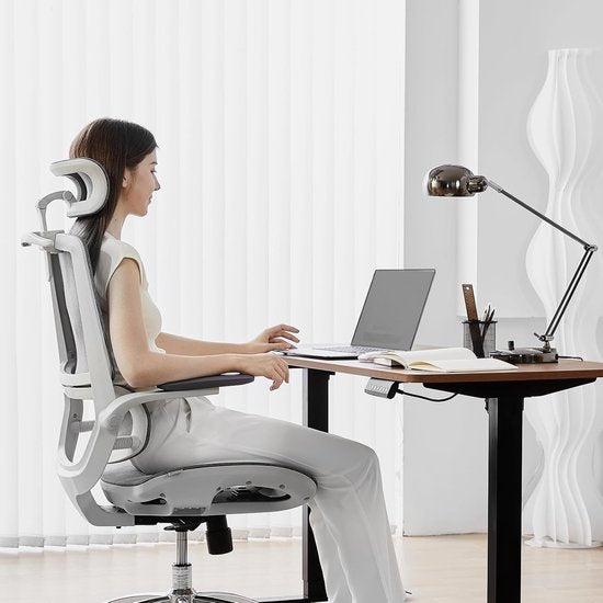 SIHOO M59AS Ergonomischer Bürostuhl – 3D-verstellbare und um 90° hochklappbare Armlehnen – Doppelte Rückenlehne mit adaptiver Lendenwirbelstütze – Sattelförmiges Sitzkissen – Hochwertiges Netzgewebe – BIFMA/SGS-zertifiziert – Bis zu 150 kg – 43,5 x 50,5 x