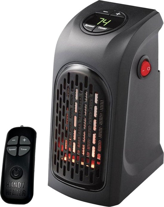 Ontel Handy Heater - Elektrische Mini-Heizung für die Steckdose - 500 W - Kompakter Ofen mit Fernbedienung - Mini-Heizung