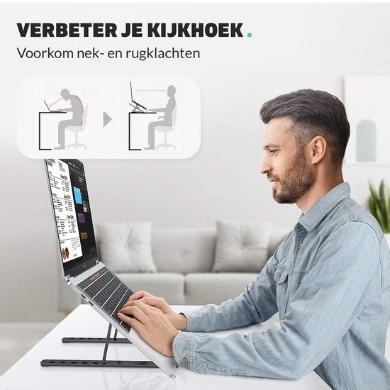 LURKÂ® Laptop-Ständer - Aluminium Laptop-Halterung - Verstellbar und klappbar - Ergonomisch - 6 Einstellwinkel