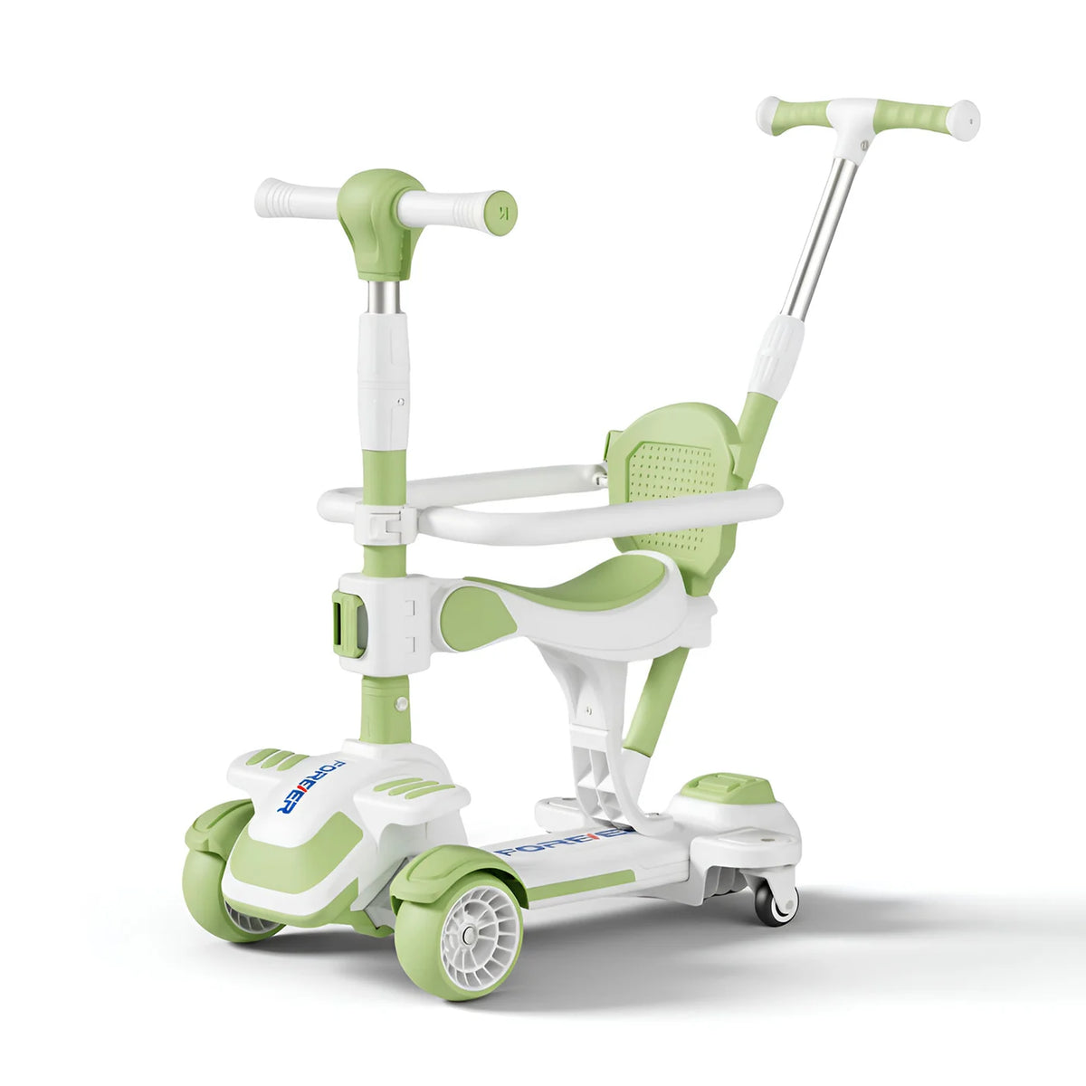 Neuleb 6-in-1-Kinderscooter mit 4 Rädern – Grün – 3–8 Jahre, drehbarer Sitz, bis zu 100 kg