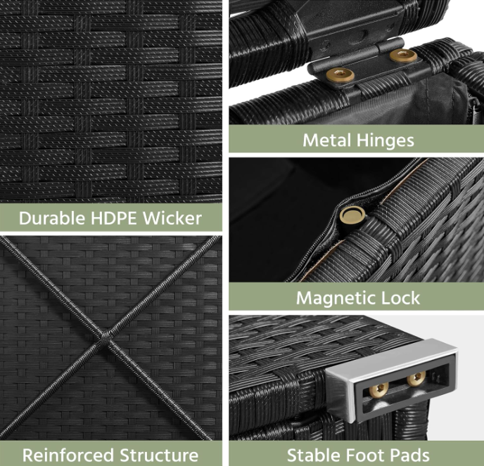 Yaheetech Rattan-Hocker, 2er-Set, schwarz/grau, 39,4 x 39,4 x 40,6 cm