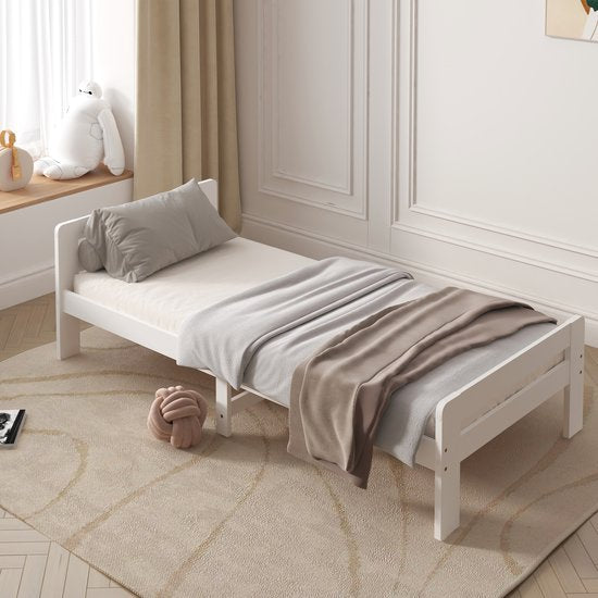 Sunny Olla Kinderbett – 200 x 90 – 205,5 x 98 x 61 cm – Kleinkindbett für Mädchen und Jungen – 100 % FSC-zertifiziertes Holz – Mit Lattenrost – Ohne Matratze – Weiß