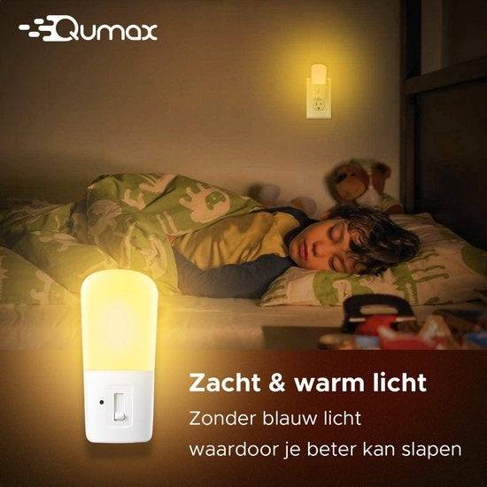 Qumax LED Nachtlicht Sockel 4 Stück - Dimmbare Nachtlichter mit Sensor - Babyzimmer Nachtlicht - Tag und Nacht Sensor - Kinder & Baby - Weiß