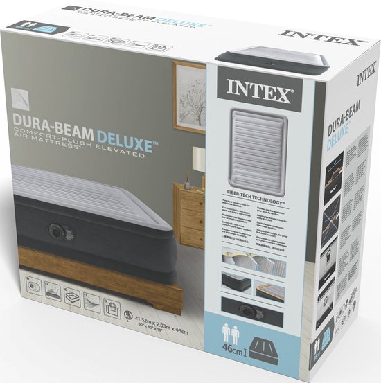 Intex Queen Comfort-Plush Luftbett mit eingebauter Pumpe - 203x152x46 cm