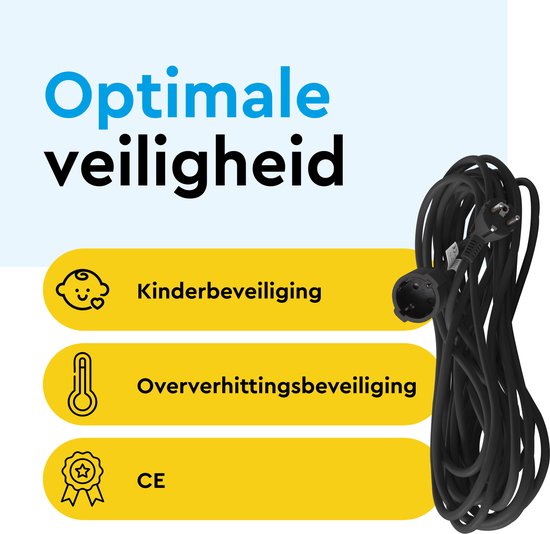 BRASQ Verlängerungskabel 30 Meter Schwarz – Verlängerungskabel mit Schutzleiter – Verlängerungskabel für den Innenbereich