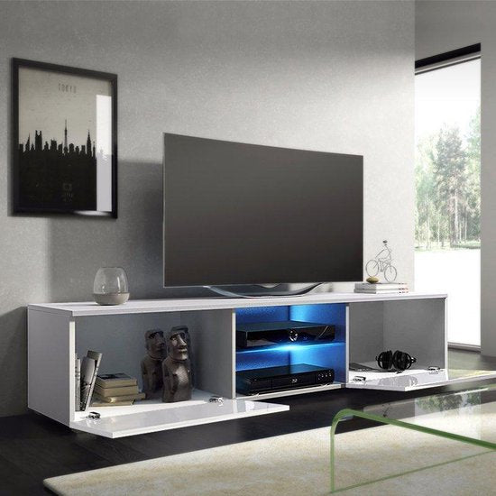 TV-Möbel TV-Schrank Tenus ohne LED-Beleuchtung Korpus weiß Front Hochglanz weiß