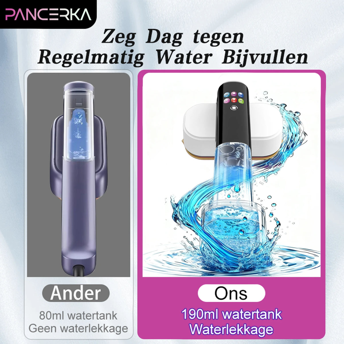 Pancerka 2-in-1-Kleiderdämpfer und Bügeleisen – In 18 Sekunden einsatzbereit – 5 Stufen mit digitaler Anzeige – Schwarz/Weiß