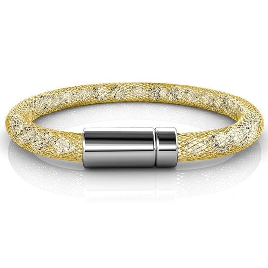 Yolora Damen Mesh-Armband - Kalpa Camaka Kristalle - Farbe Gold - Damenarmband Gold - Schmuck - Luxus-Geschenk-Box - Geschenk-Box - Exklusive Geschenk-Box - Schöne Geschenk-Box - Muttertag Geschenk