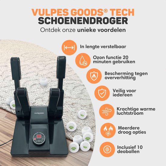 Vulpes Goods® Tech Schuhtrockner & Schuherfrischer - Mit Ozon - Inkl. 10 Schuherfrischer - PRO V2 Version
