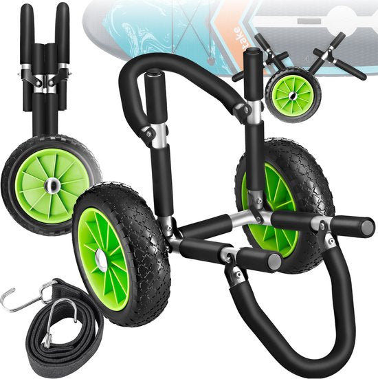 tectake® Faltbarer Transportwagen für Surfboard - Platz für 1 Board - Trolley für aufblasbares SUP Board - Trolley für aufblasbares Kanu oder Kajak - Buggy für Stand-up Paddle oder Surfboard