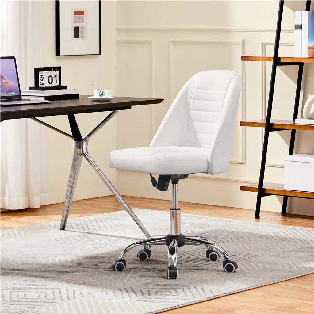 Yaheetech Bürostuhl, weiß, ergonomisch, gepolstert