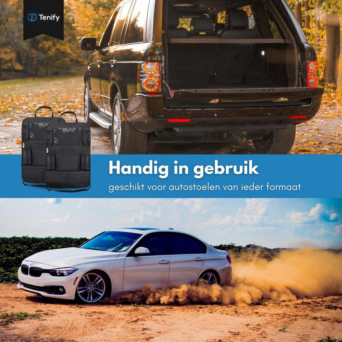 Hochwertiger, luxuriöser und stabiler Auto-Organizer mit Tablet-Halterung - 2er-Set - Extra Stauraum - Schutz - Autositz - Zubehör