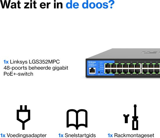Linksys LGS352MPC – Netzwerk-Switch – Gigabit – Managed – 48 Ports – PoE+ – Schwarz
