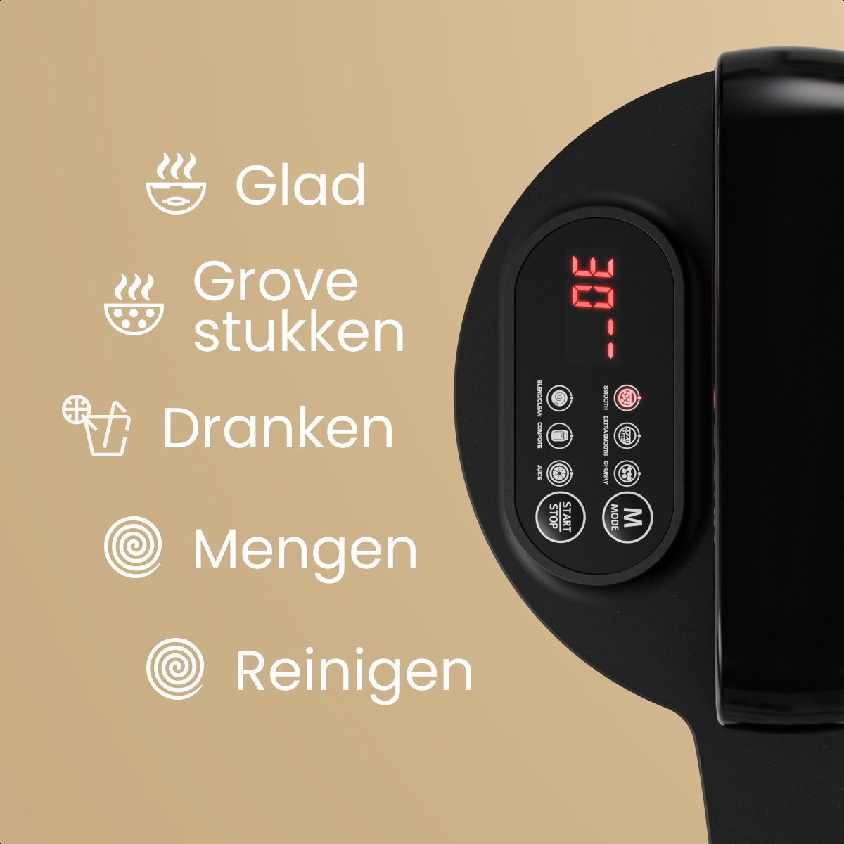 KitchenBrothers Suppenschöpfer - 2L - 5 Programme - Timeranzeige - Mixer - Edelstahl/Schwarz