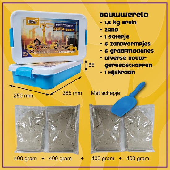 KidzKraze® Building World Play Sand - 1,6 kg brauner klebriger Zimmersand - Mit Förmchen - Inklusive Spiel und Aufbewahrungskoffer - Sensory - Für Kinder - Das große Spielzeugbuch 2025
