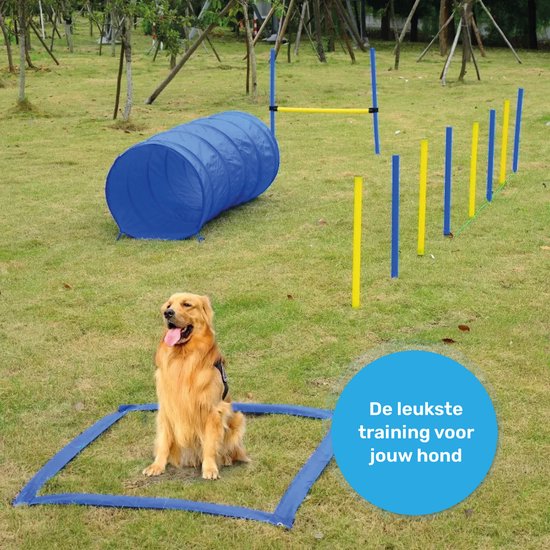 Agility für den Hund - 16 Teile - Agility Set - Hundetunnel - Horde - Slalomstangen - Hundetraining & Agility Set - Agility Geräte - Spielzeug