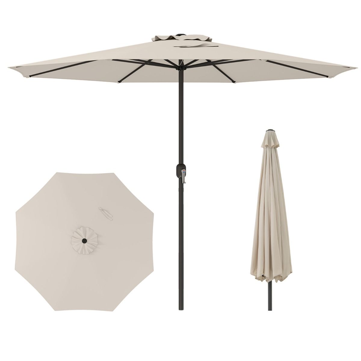 Coast Terrassenschirm – großer Tischschirm – 8 stabile Speichen – beige – 360 cm