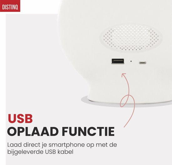 DistinQ Wake-Up Light - Radiowecker mit doppelter Weckzeit - Einschlafhilfe mit USB-Anschluss
