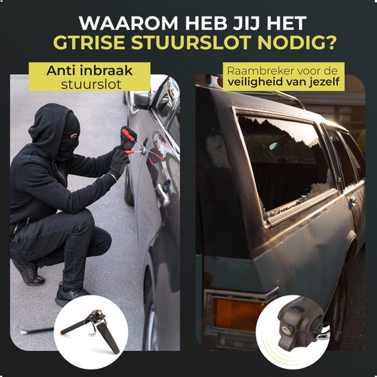Gtrise Lenkradschloss - Für Auto - Stoplock - Wohnmobil - Profi - Mit Ebook & Aufbewahrungstasche