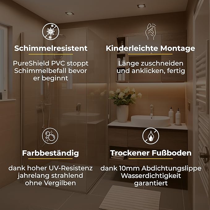 five dots shower seal 6 mm NEW2025 - Duschdichtungen für Duschtüren ohne Vergilbung - Duschtürdichtung 6 mm hält 100% dicht - Duschtürdichtung Unterseite - Duschkabinendichtungen