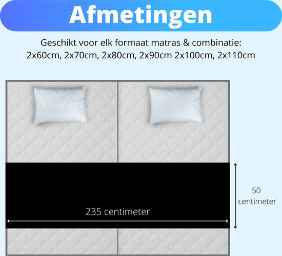 Earkings Bett Binder - 235x50cm - Weiß