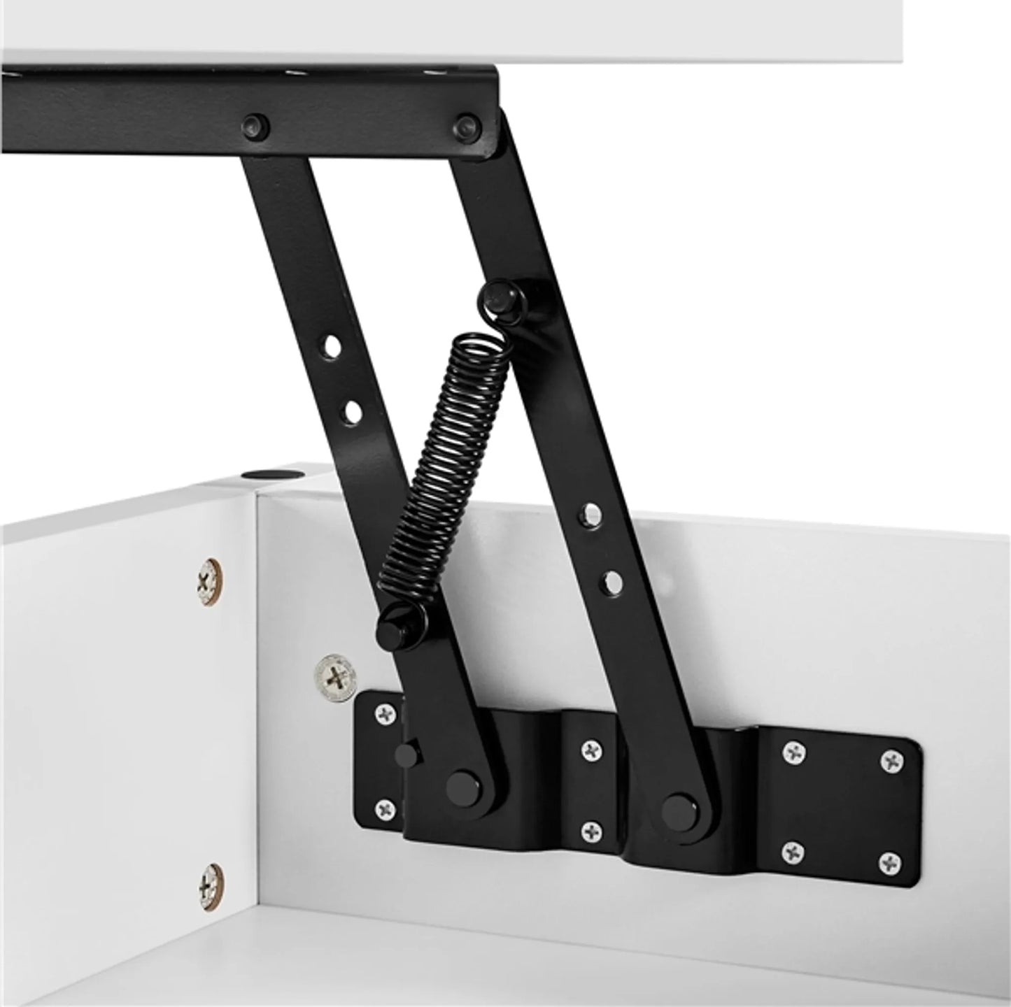 Yaheetech Couchtisch mit Lift-Top-Funktion - Mit versteckter Lagerung und zwei offenen Regalen und Federmechanismus - Für Wohnzimmer und kleine Räume - Weiß Mdf und Metall - 104,5 x 49,5 x 49-61,5 cm