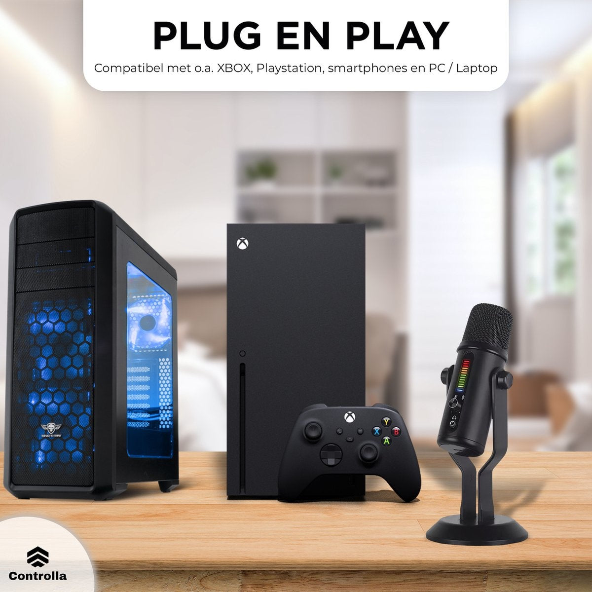 Controlla USB-Mikrofon - Kondensatormikrofon für PC - Gaming-Mikrofon - Streaming - Podcast-Mikrofon