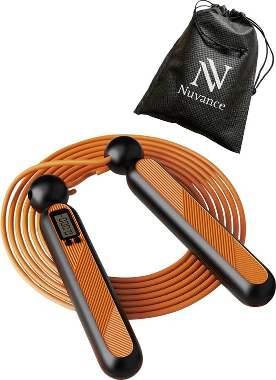 Nuvance - Professionelles Sportsprungseil mit digitalem Zähler - für Erwachsene und Kinder - einstellbar - Springseil - Speedrope