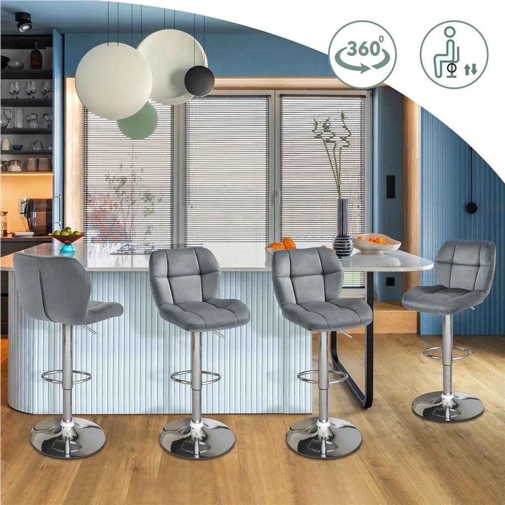 Yaheetech Barhocker-Set, 2er-Set mit Fußstütze – 62,5–84,5 cm – Dunkelgrau