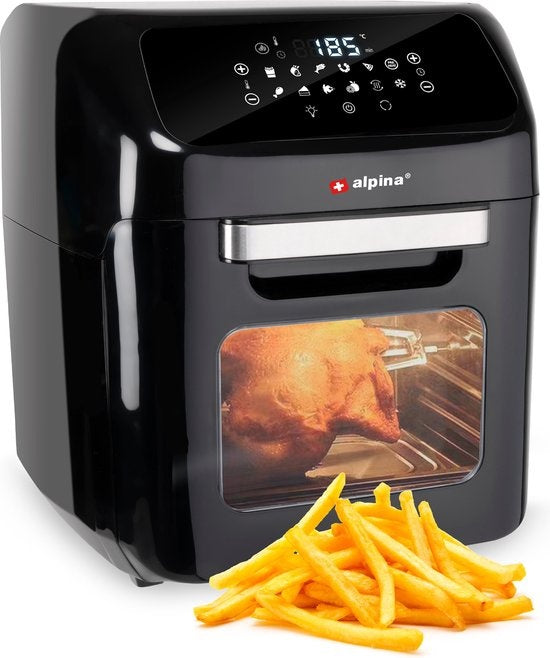 alpina Airfryer Oven 12L - Heißluftfritteuse 1800W - Heißluftofen mit Back- und Grillfunktion