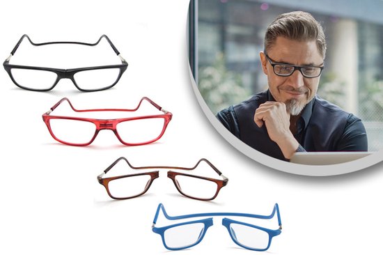 Milanoro - Magnetische Brille - Blau - Stärke +3