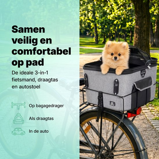 Jake und Jacky Hundekorb für das Fahrrad – Fahrradkorb für den Hund hinten – Hundekorb für das Fahrrad – Autositz für den Hund – Für kleine Hunde bis max. 12 kg – 35 x 30 x 31 cm