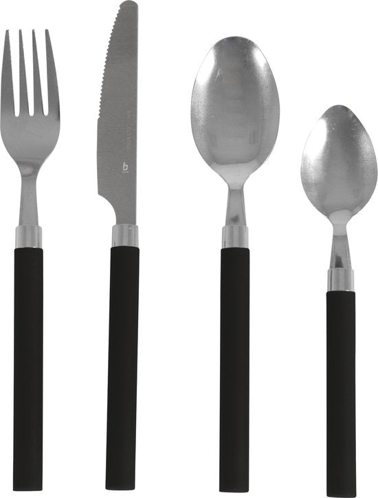 Bo-Camp – Besteckset – Edelstahl – 16-teilig – 4 Personen – Schwarz
