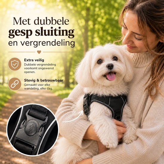 By Cee Cee Hundegeschirr – Anti-Zug-Geschirr – Y-Geschirr für Hunde – Reflektierendes Hundegeschirr – Schwarz – Größe S