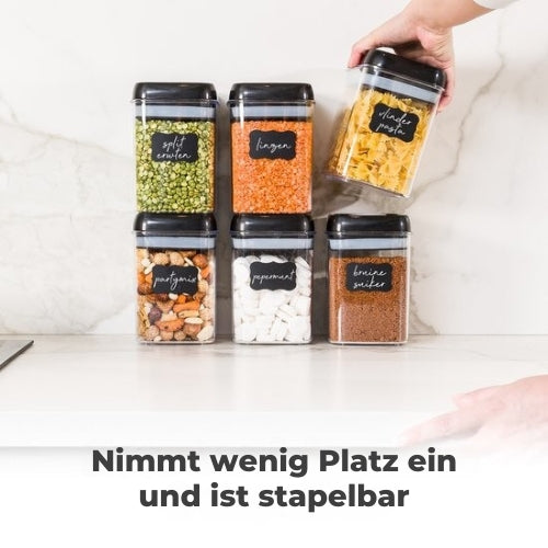 Stosh- Vorratsgläser - Vorratsdosen - 6 Stück - 1.5L - BPA frei - Kunststoff - schwarz