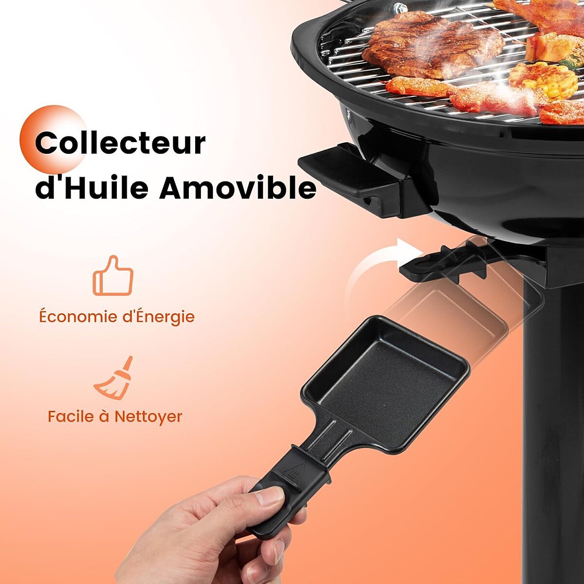 GrillMaster Elektrogrill 1600 W – 44 cm Grillrost – Schwarz/Rot – 52 x 44 x 82 cm