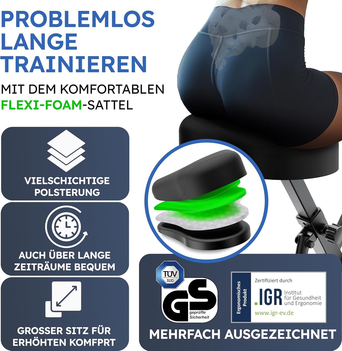 Heroic Work Heimtrainer - faltbar - belastbar bis zu 150KG - Schwarz