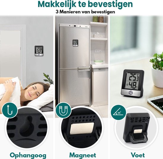 Ease Electronicz Hygrometer - Luftfeuchtigkeitsmesser - Digitale Wetterstation - Luftfeuchtigkeitsmesser - Thermometer für Innenräume - inklusive Batterie