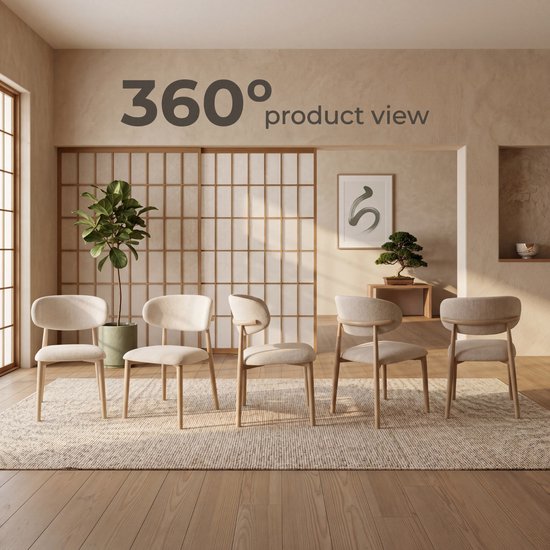 Bayt Japandi Esszimmerstühle – 2er-Set – Beige