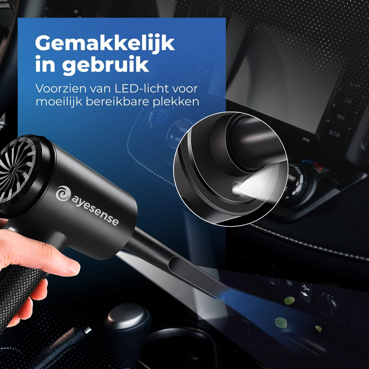 AyeSense Air Duster Pro - 8 Aufsätze - kabellos & wiederaufladbar - 52.000 U/min - Druckluft-Staubreiniger - Druckluft