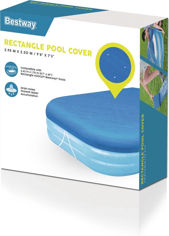 Bestway Schwimmbad-Abdeckplane – Rechteckig 262 x 175 cm – Geeignet für Aufstellpools