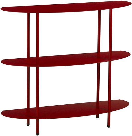 Mica Decorations Wandregal – Aufbewahrungsregal und Metall-Wandregal zur Dekoration im Wohnzimmer – Geeignet für Pflanzen und Accessoires – Stabiles Regal aus Eisen – 90 x 28 x 81 cm – Rot