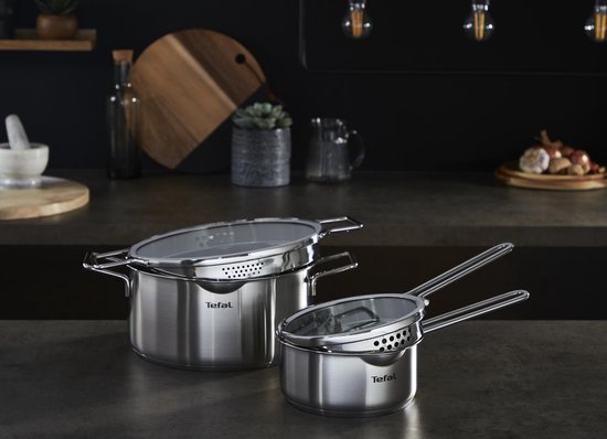 Tefal Nordica – Pfannenset – 3-teilig – Induktion – Edelstahl – Für alle Herdarten geeignet