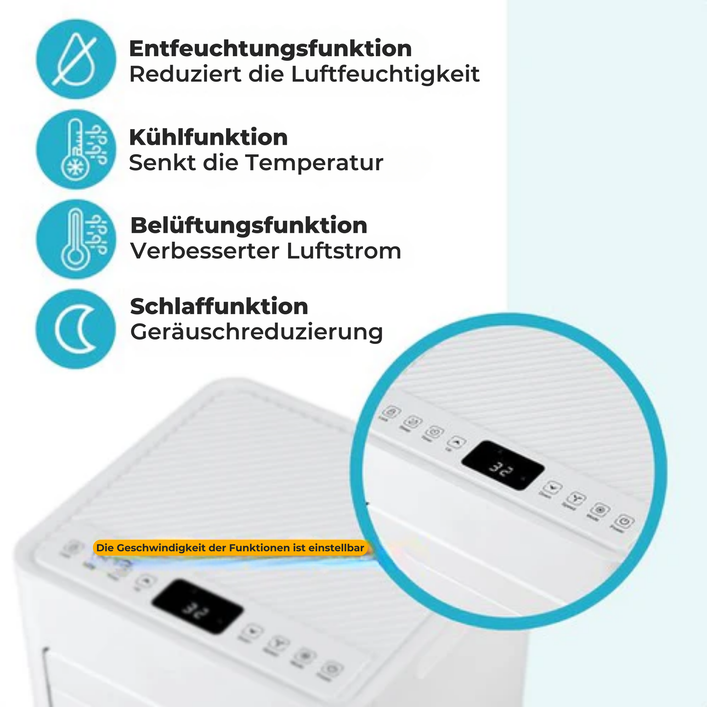 MOA Mobile Air Conditioner - 7.000 BTU - Klimagerät - Fernbedienung - Energieklasse A - Fensterdichtungssätze - Bis zu 60 m³ Kühlleistung - Entfeuchter - Weiß